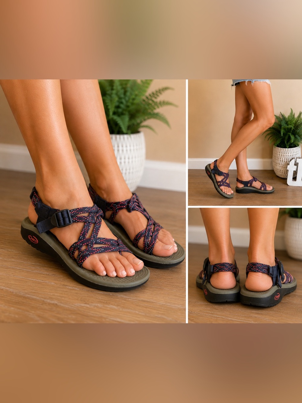 Chaco ZX2 Multi color Pink Blue Sandals Womens 7